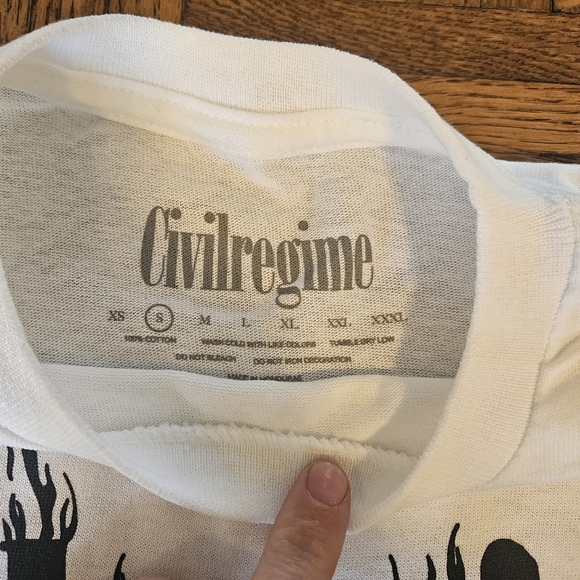 Civil Regime‎ Tee Shirt Mens Small White Grim Reaper Flames Gym New Authentic - Picture 5 of 8